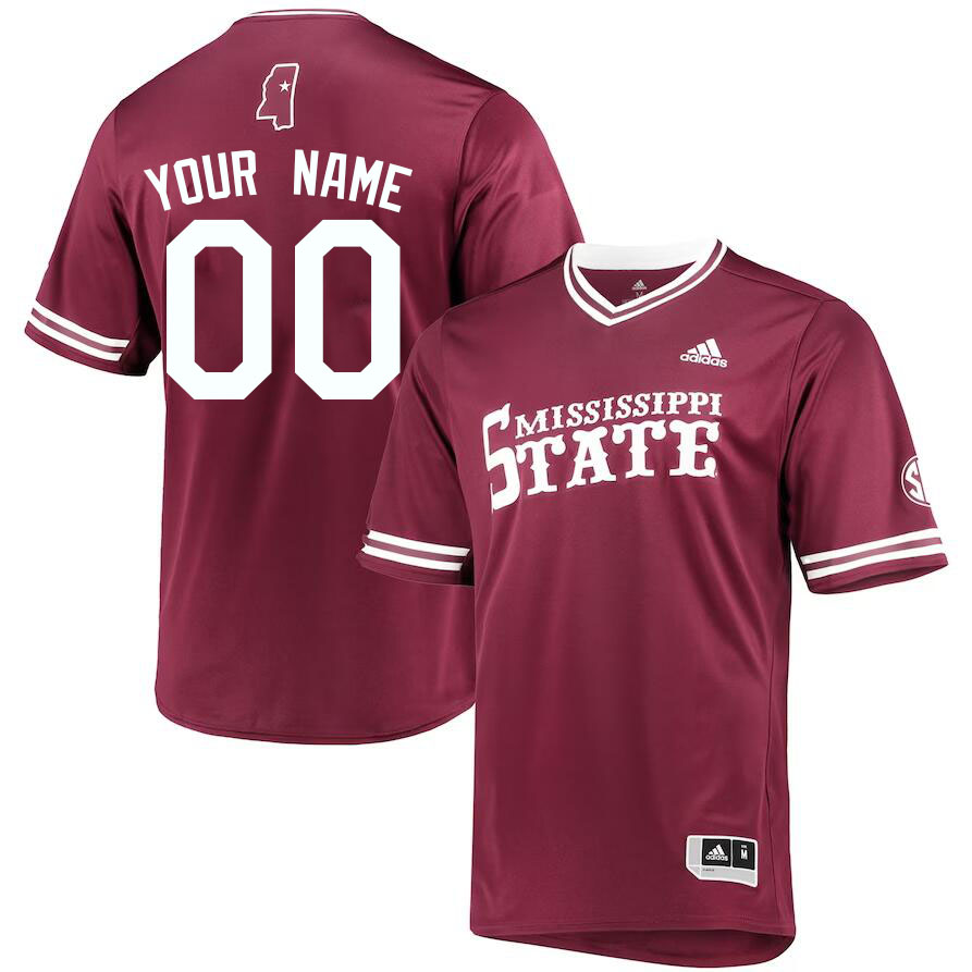 Custom Mississippi State Bulldogs College Name And Number Baseball Jerseys Stitched-Vneck